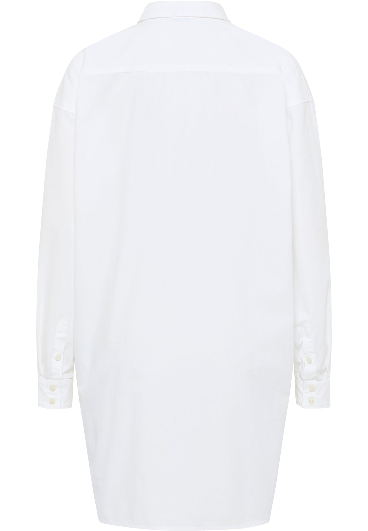 Rochie Fanny CO alb, spate, croi drept, mâneci lungi cu manșete