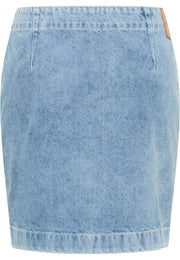 Fustă Lucile Denim albastru deschis, spate, petic cu sigla Mustang la betelie