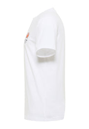 Tricou Austin alb, lateral, imprimeu vizibil pe piept