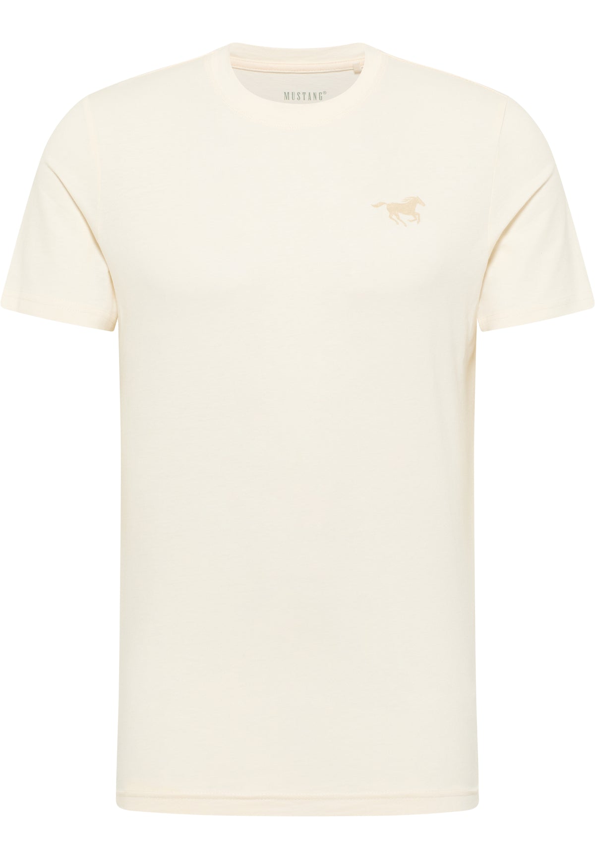 Tricou Austin alb șters, față, logo mic cu cal pe piept