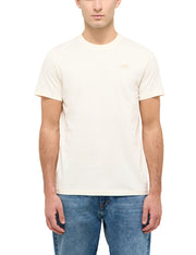 Tricou Austin alb șters, față, purtat pe model