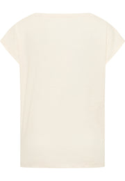 Tricou Relaxed Lesley alb-ivoriu, spate, mânecă tip fluture cu tiv răsfrânt