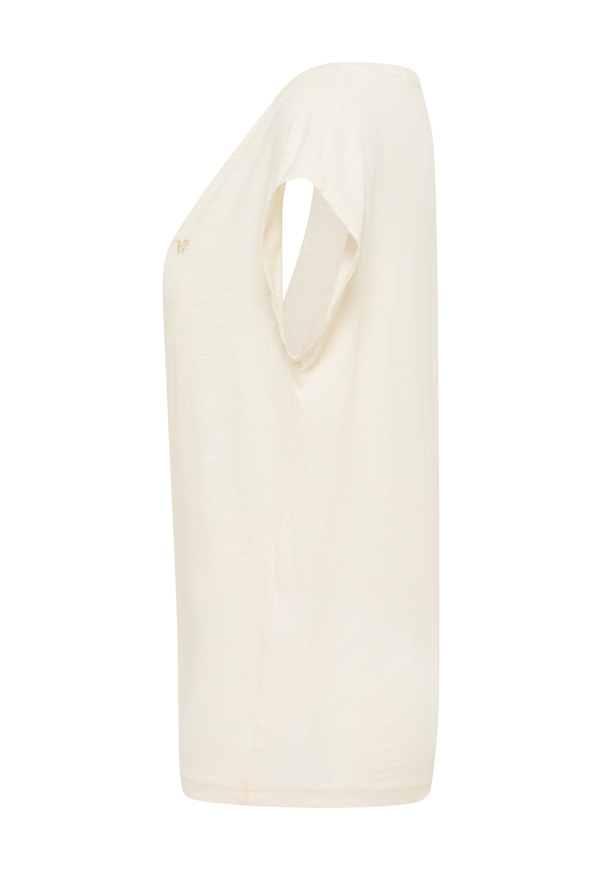 Tricou Relaxed Lesley alb-ivoriu, lateral, fantă laterală la tiv