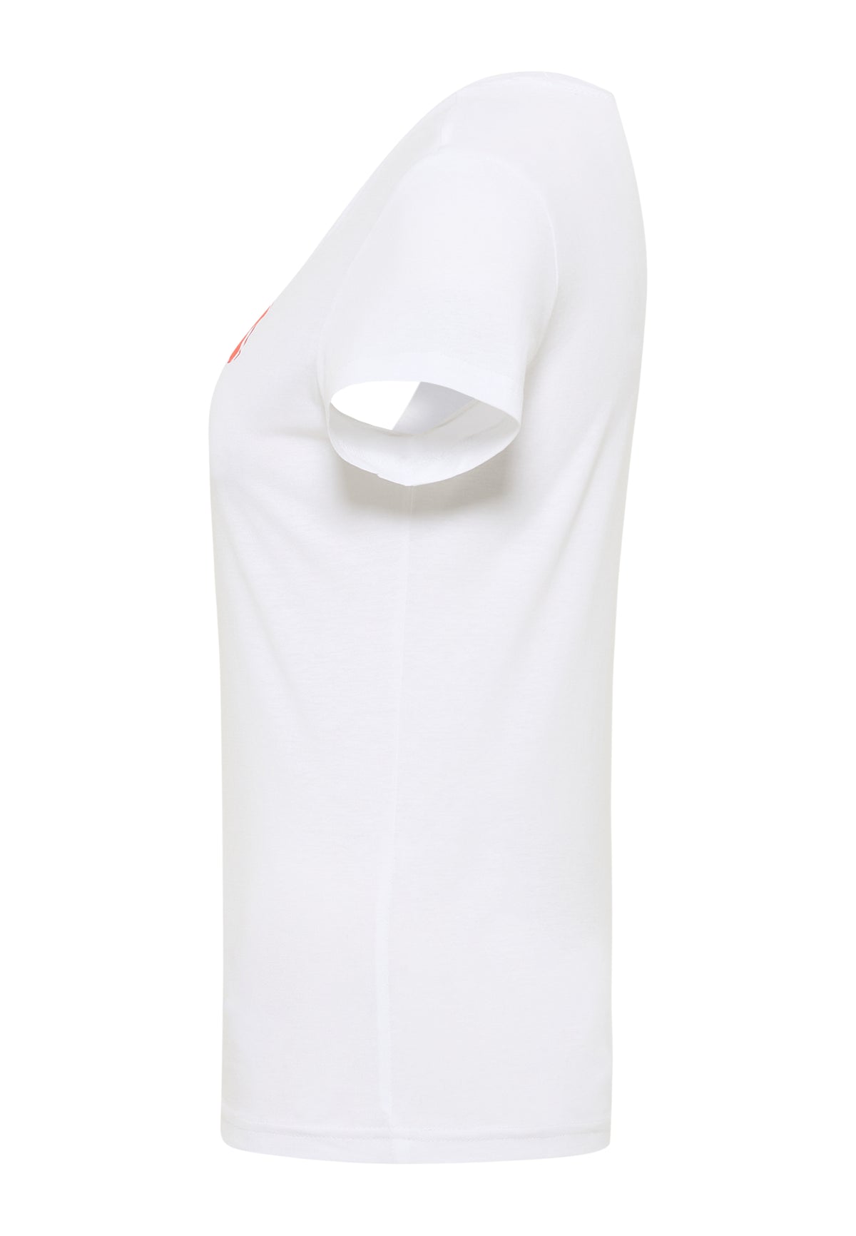 Tricou Slim Loa alb, lateral, croi mulat pe corp, se vede marginea imprimeului de pe piept