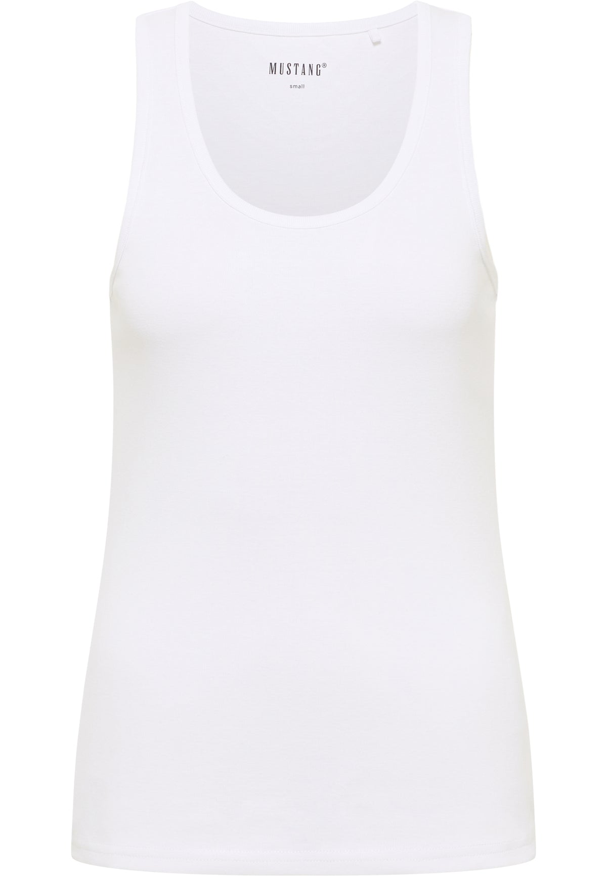 Tricou Slim Adena alb, față, maiou cu decolteu larg și bretele late