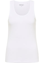 Tricou Slim Adena alb, față, maiou cu decolteu larg și bretele late