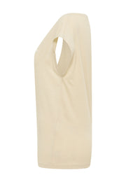 Tricou Relaxed Lesley bej deschis, lateral, fantă laterală la tiv