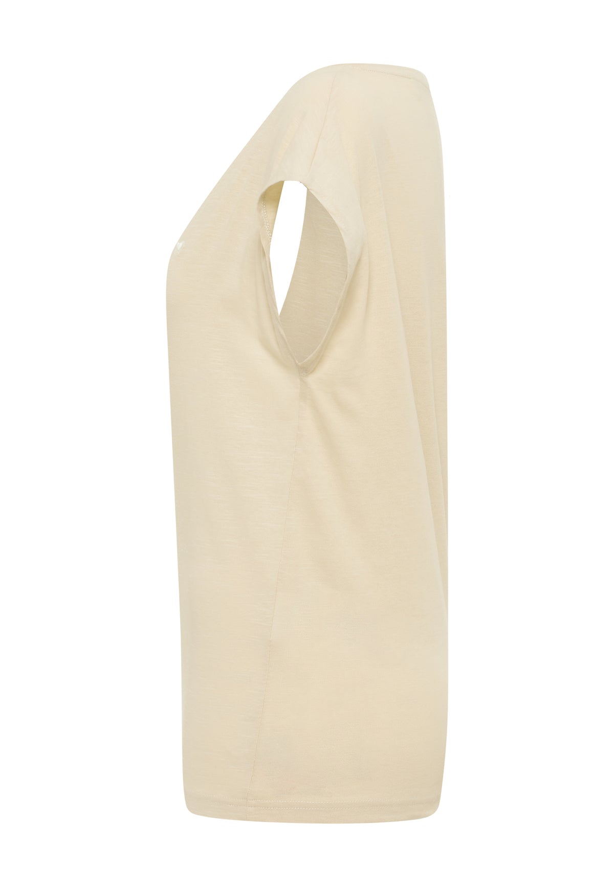 Tricou Relaxed Lesley bej deschis, lateral, fantă laterală la tiv