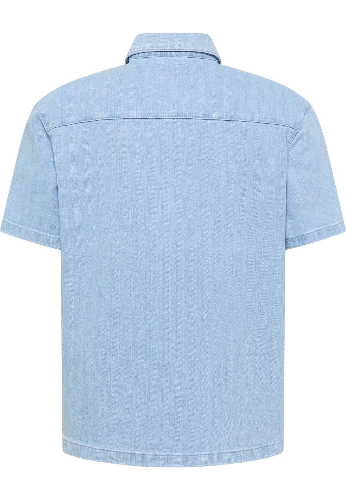 Cămașă Boxy Phoenix Denim albastru deschis, spate, croi larg, cu dungi diagonale