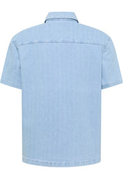Cămașă Boxy Phoenix Denim albastru deschis, spate, croi larg, cu dungi diagonale