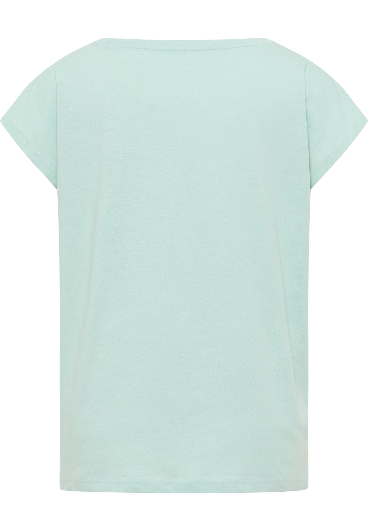 Tricou Relaxed Lesley verde-albăstrui pal, spate, mânecă tip fluture cu tiv răsfrânt