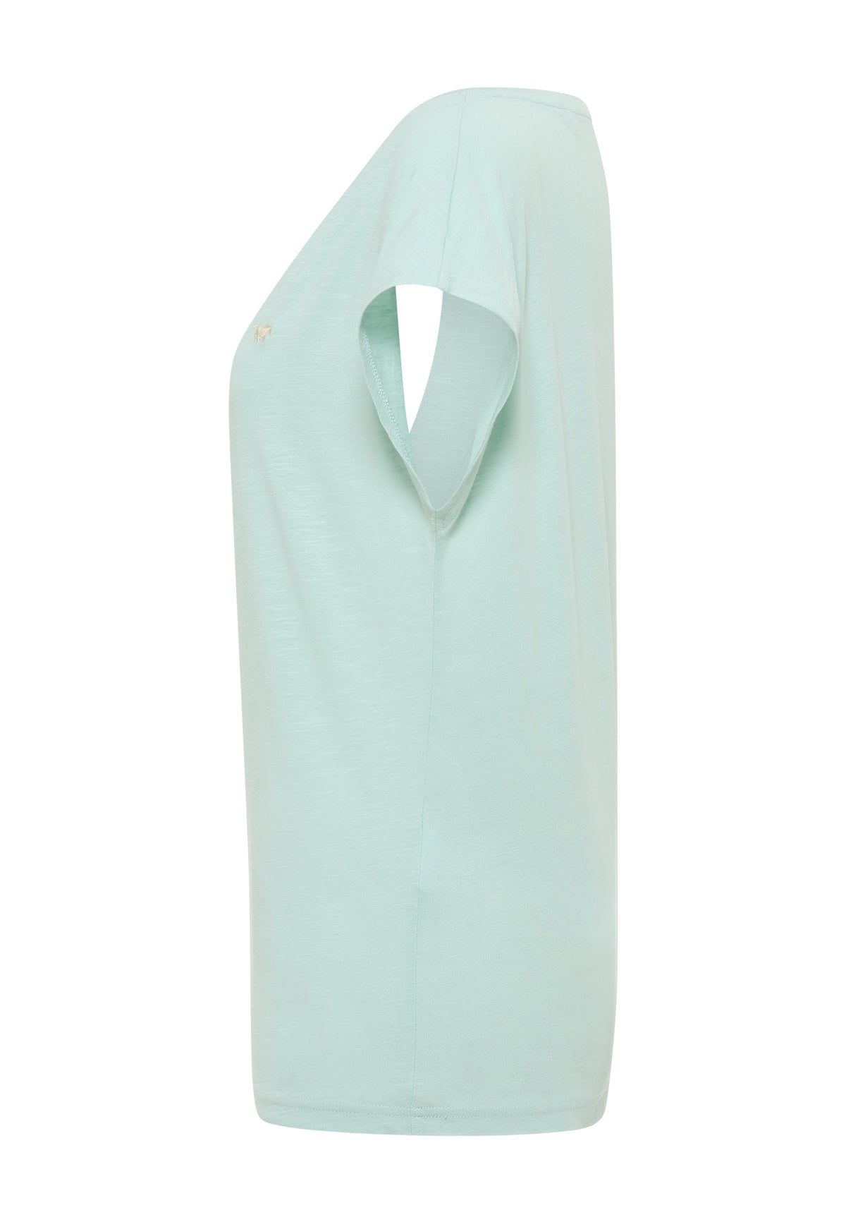 Tricou Relaxed Lesley verde-albăstrui pal, lateral, fantă laterală la tiv