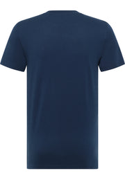Tricou Austin albastru închis, spate, așezat plat, guler rotund