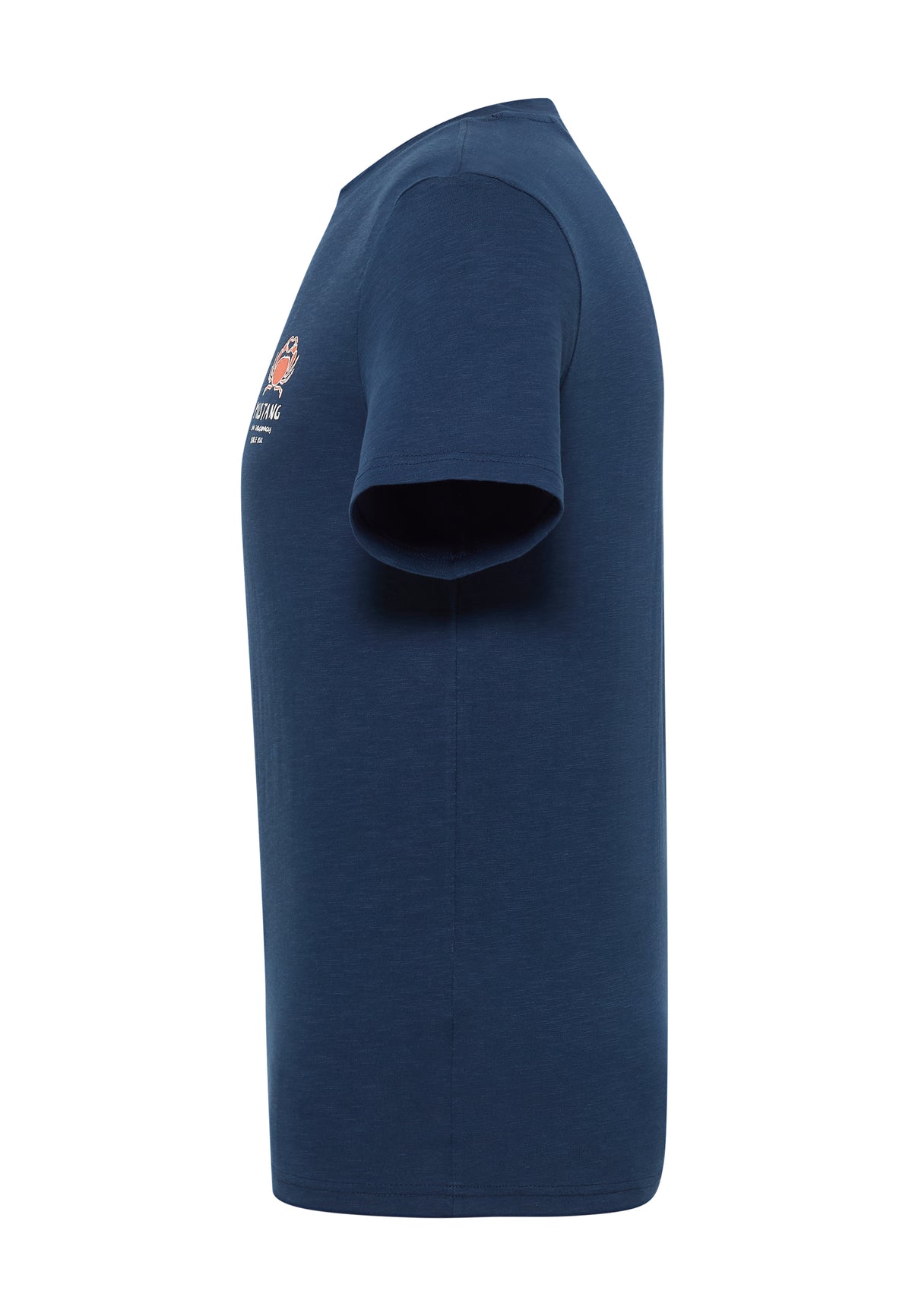 Tricou Austin albastru bleumarin, lateral, imprimeu vizibil pe piept