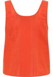 Tricou Relaxed Edison portocaliu, spate, decolteu rotund larg și cu dungi verticale