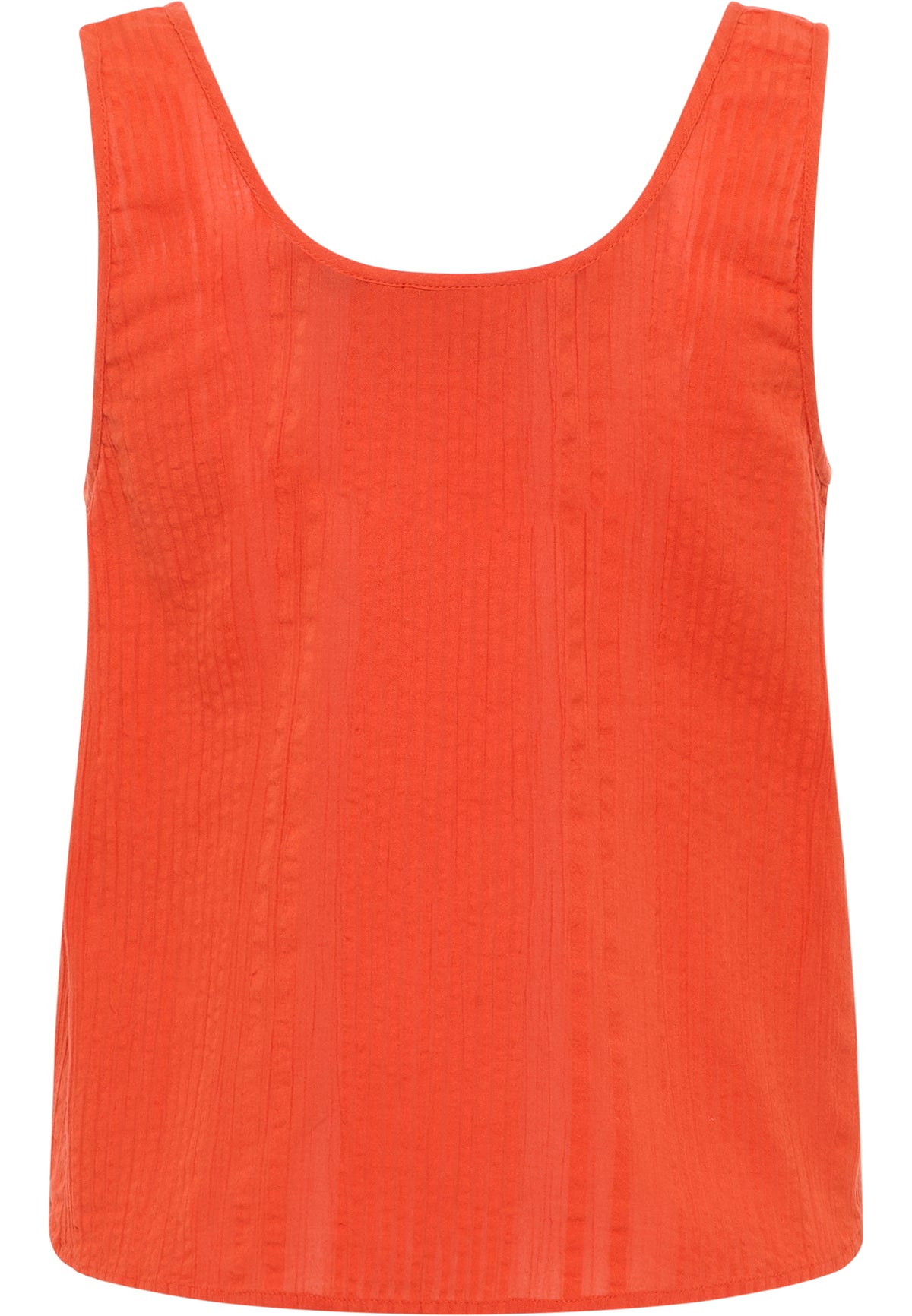 Tricou Relaxed Edison portocaliu, spate, decolteu rotund larg și cu dungi verticale