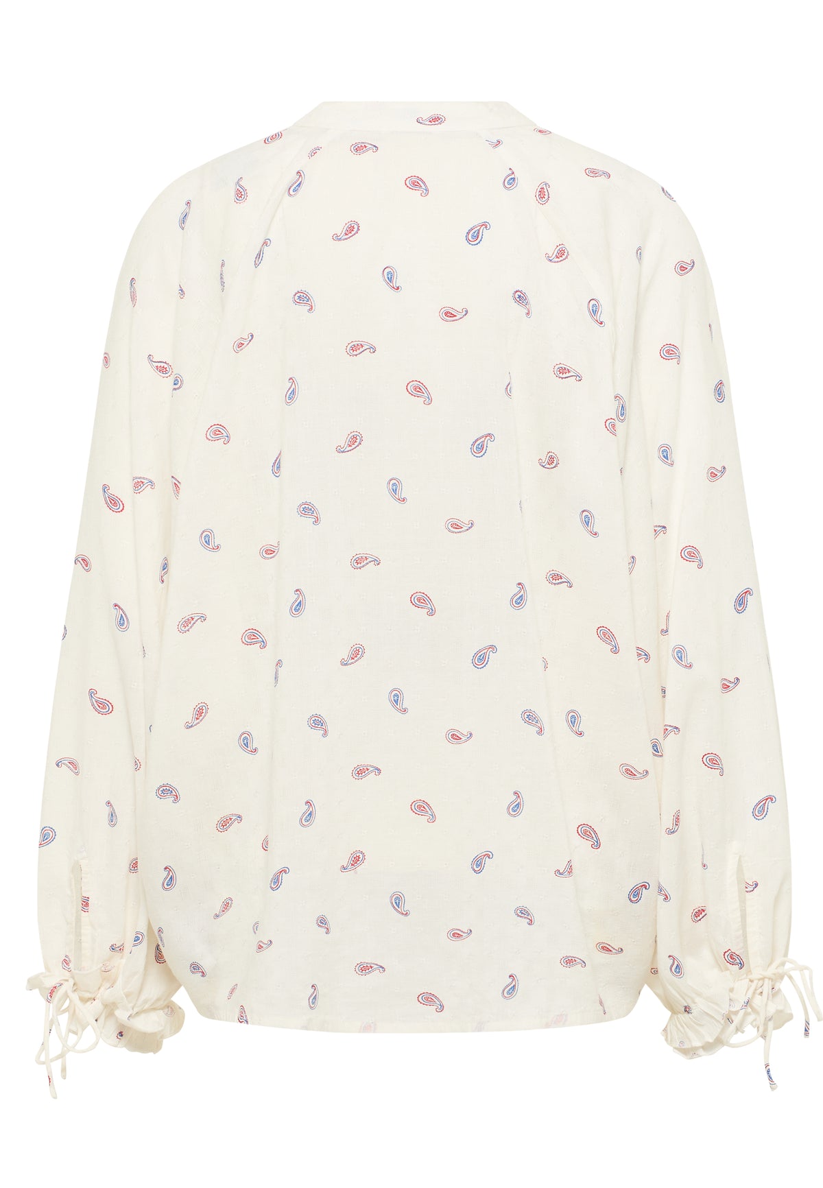 Cămașă Largă Bellflower crem, spate, imprimeu paisley multicolor pe toată suprafața