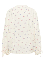Cămașă Largă Bellflower crem, spate, imprimeu paisley multicolor pe toată suprafața