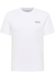 Tricou Austin alb, față, logo mic Mustang Jeans Company pe piept