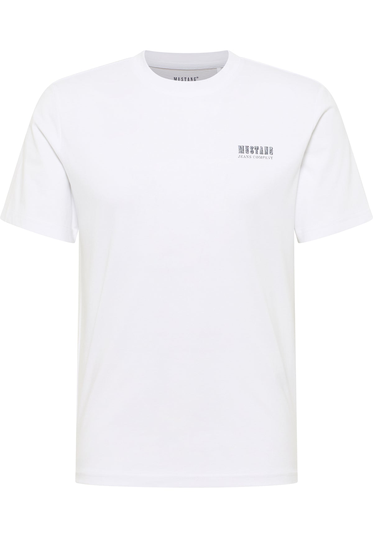 Tricou Austin alb, față, logo mic Mustang Jeans Company pe piept