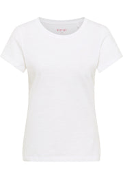 Tricou Slim Winona alb, față, guler rotund, siglă mică brodată cu cal pe piept