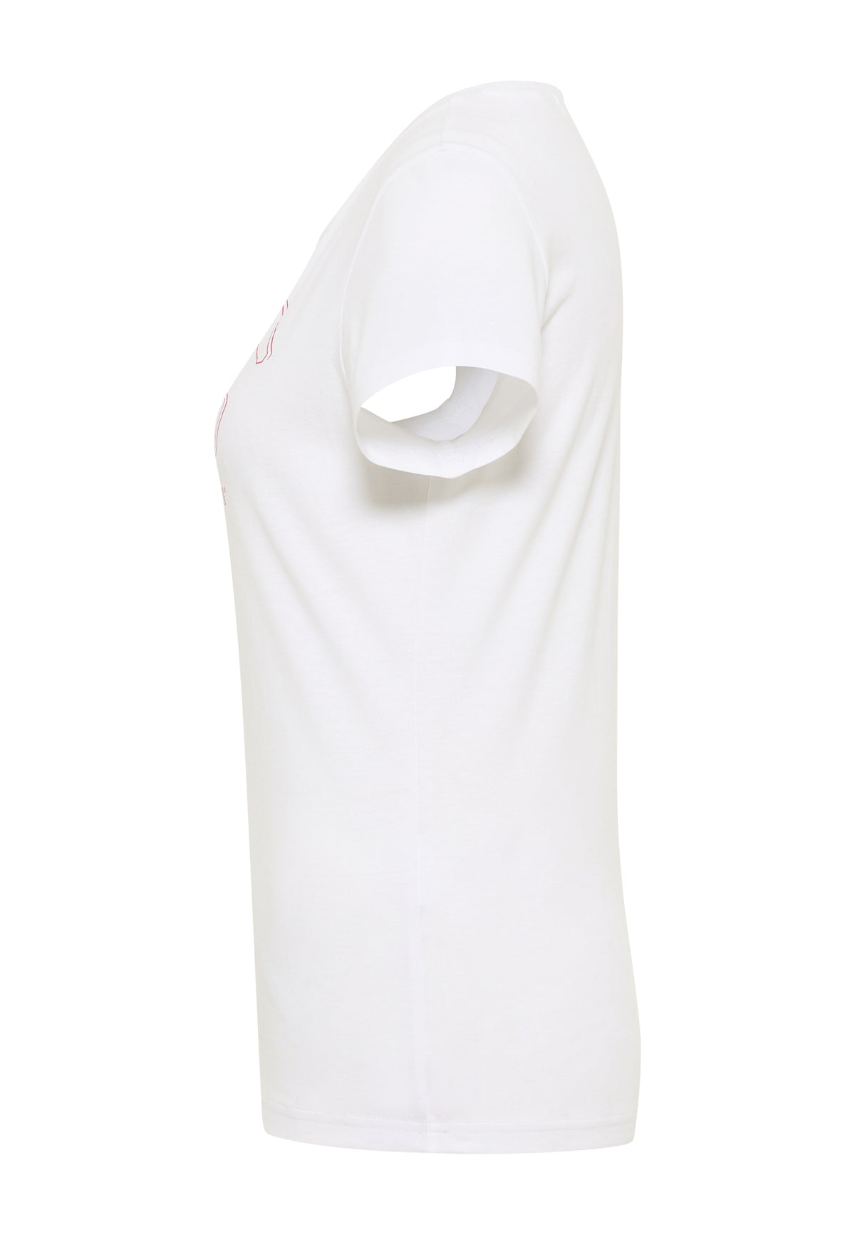 Tricou Slim Loa alb, lateral, croi mulat pe corp, se vede marginea imprimeului de pe piept