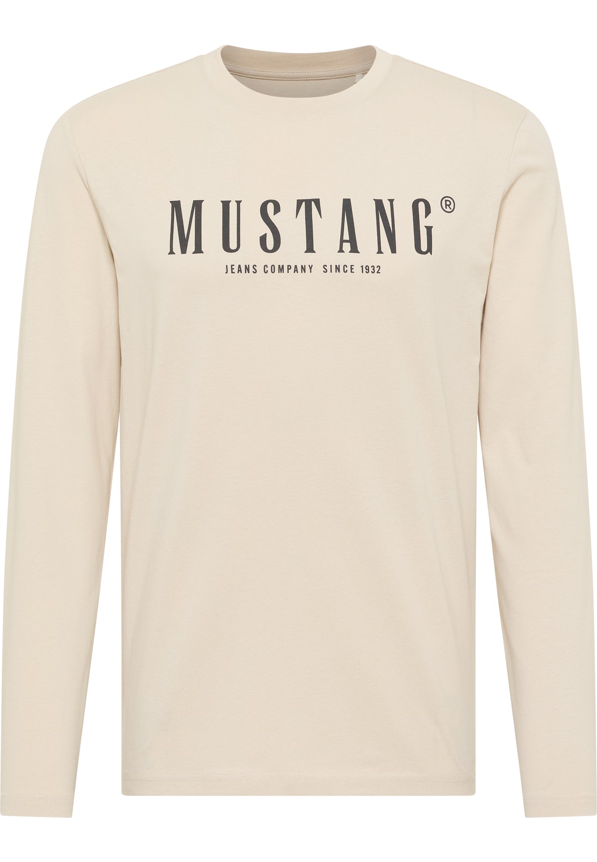 Bluză Asheville bej, față, imprimeu cu textul „Mustang Jeans Company Since 1932” pe piept