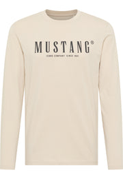 Bluză Asheville bej, față, imprimeu cu textul „Mustang Jeans Company Since 1932” pe piept