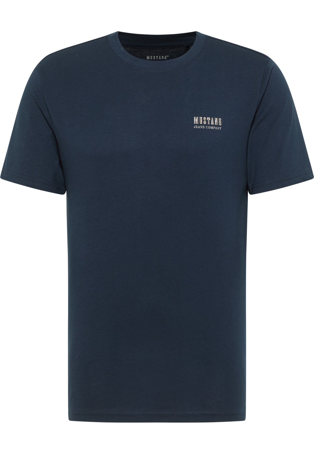 Tricou Austin albastru închis, față, logo mic Mustang Jeans Company pe piept