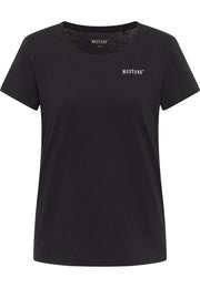 Tricou Alma negru, față, logo mic „Mustang” alb pe piept stânga