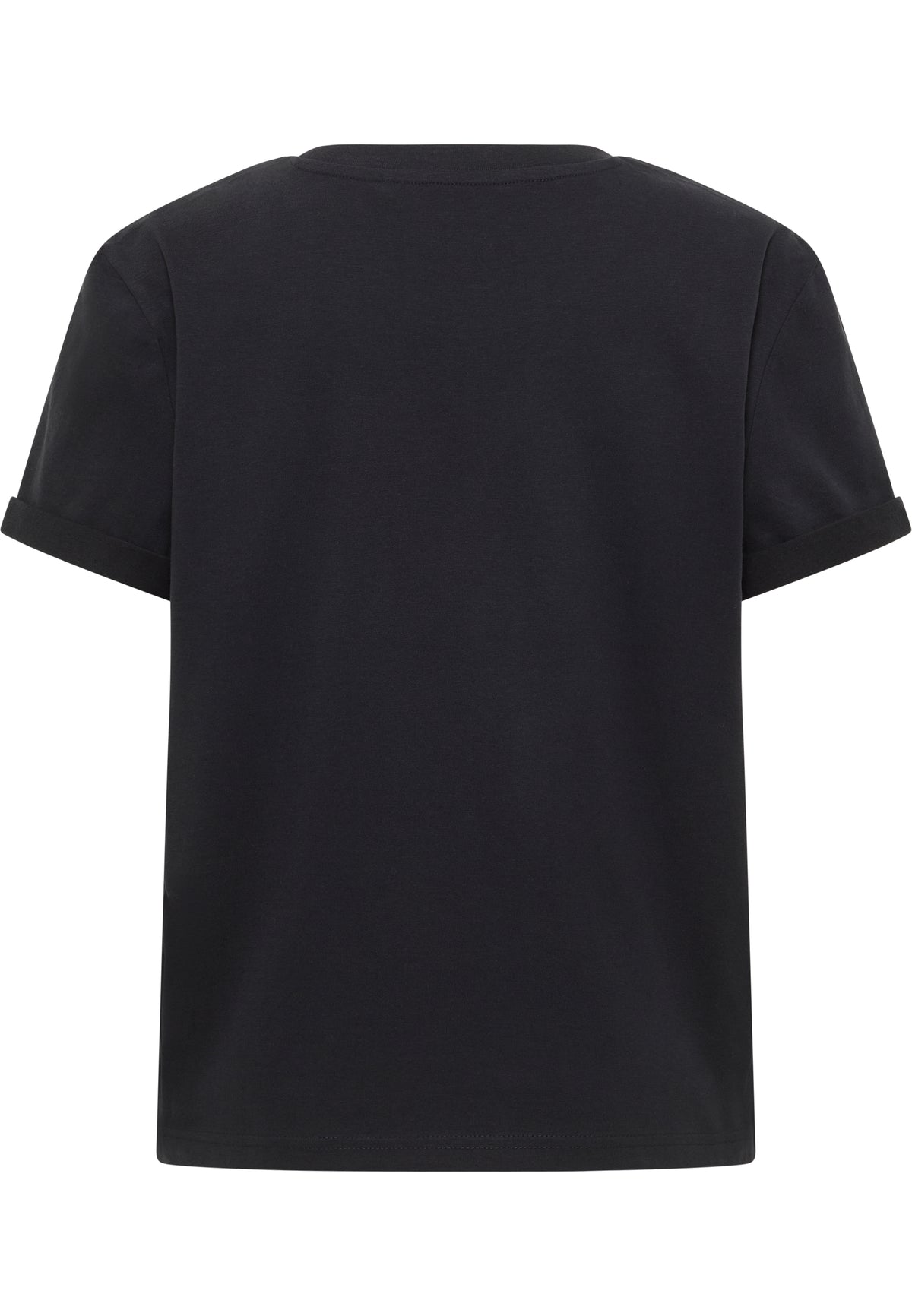 Tricou Relaxed Monroe negru, spate, fără imprimeu, manșetă răsfrântă la mânecă