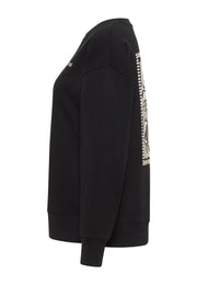 Bluză Burley negru, lateral, margine broderie florală vizibilă spre spate