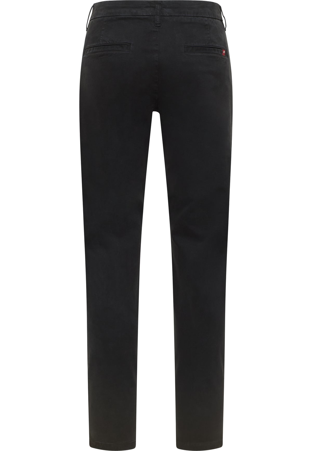 Pantaloni Daytona Chino negru, spate, buzunare tip clin cu etichetă mică roșie