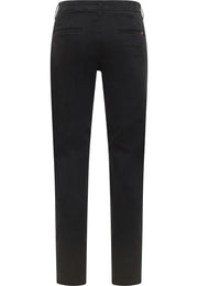 Pantaloni Daytona Chino negru, spate, buzunare tip clin cu etichetă mică roșie