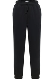 Pantaloni Logan negru, față, talie elastică cu șnur, buzunare oblice, manșete elastice la gleznă