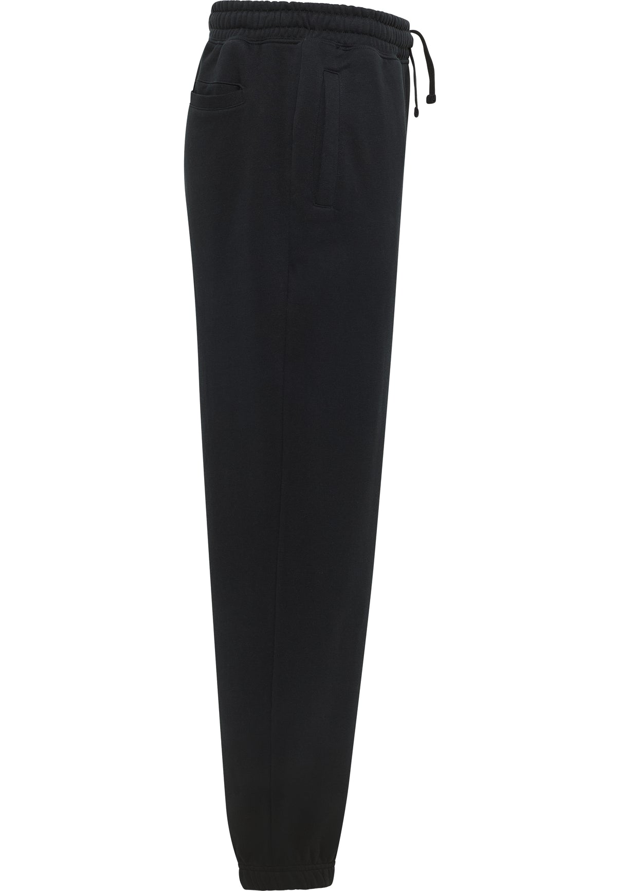 Pantaloni Logan negru, lateral, buzunar oblic, croială conică spre gleznă