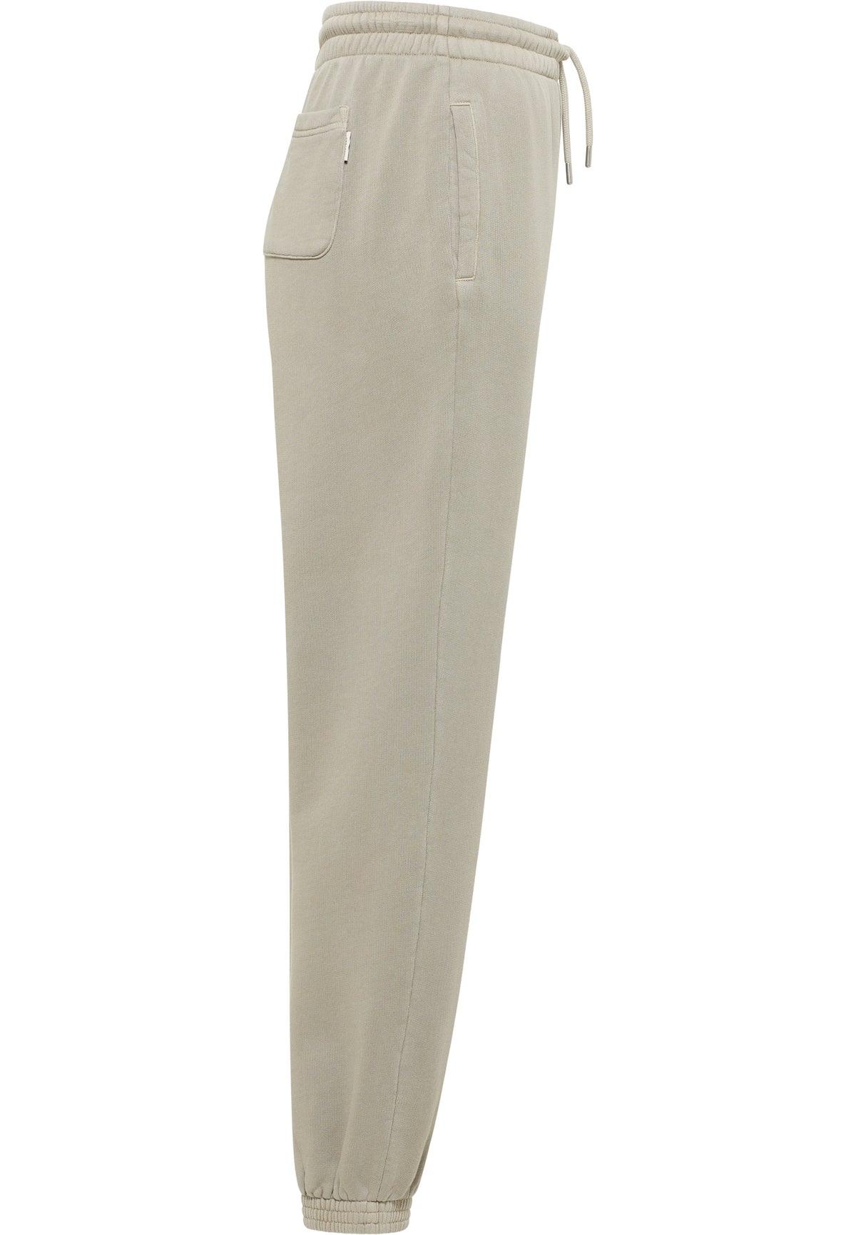 Pantaloni Regular Nucia gri-bej, lateral, buzunar aplicat pe șold și manșetă elastică la gleznă