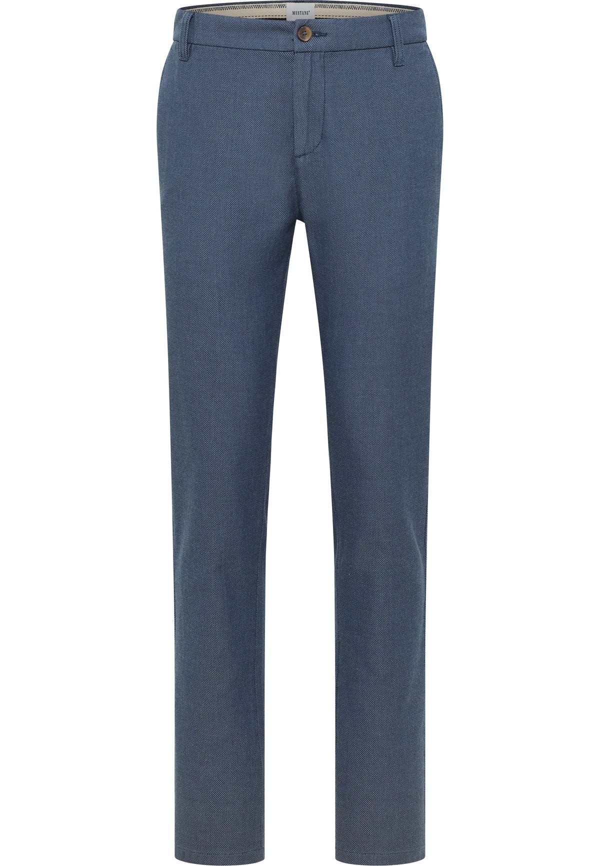 Pantaloni Daytona Chino albastru, față, cu model discret în relief, buzunare oblice
