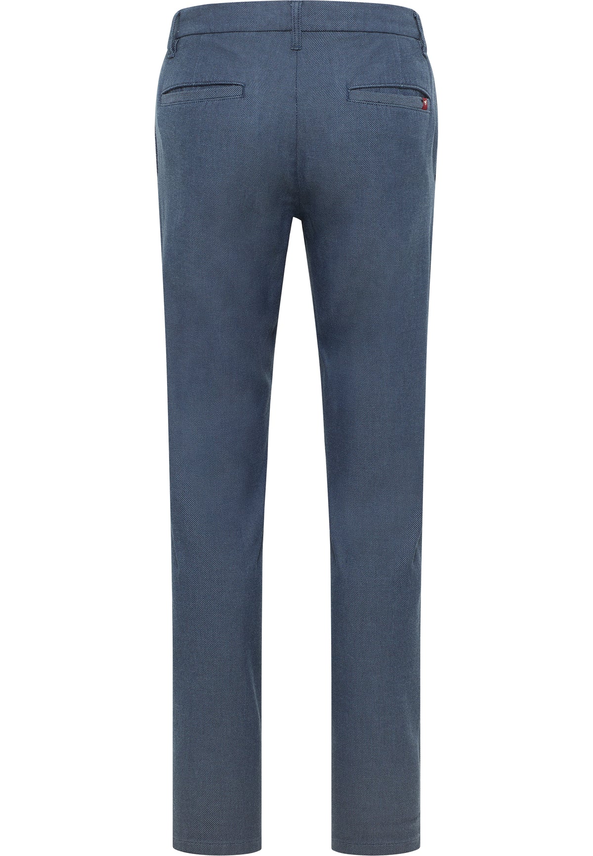 Pantaloni Daytona Chino albastru, spate, buzunare tip clin cu etichetă mică roșie