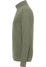 Cardigan Escondido verde deschis, lateral, guler înalt și mânecă lungă