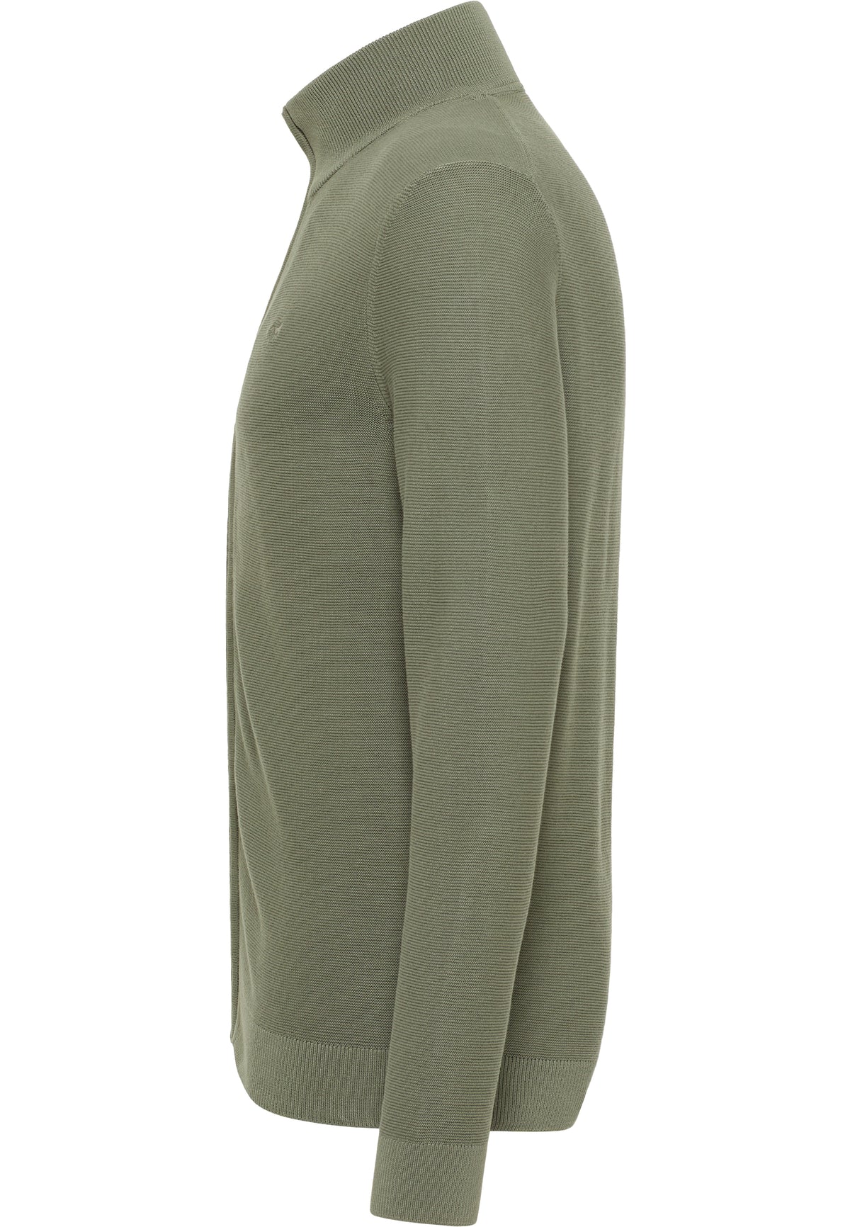 Cardigan Escondido verde deschis, lateral, guler înalt și mânecă lungă
