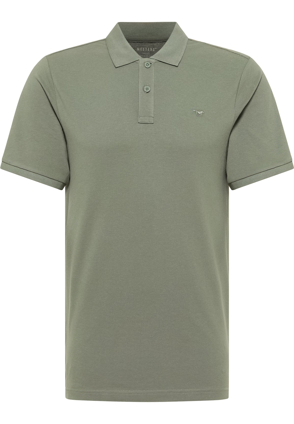 Tricou Palco verde măsliniu, față, guler polo cu doi nasturi și logo brodat cu calul pe piept