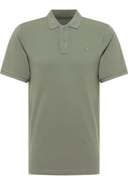 Tricou Palco verde măsliniu, față, guler polo cu doi nasturi și logo brodat cu calul pe piept