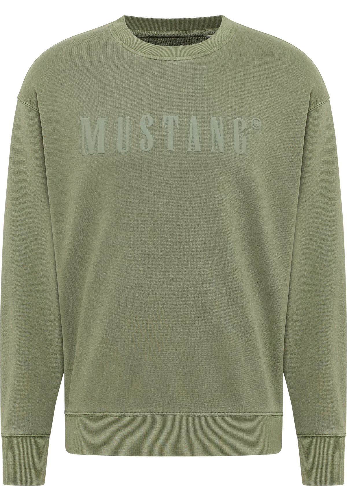 Bluză Relaxed Auburn verde kaki, față, logo „MUSTANG” imprimat, ton pe ton, pe piept