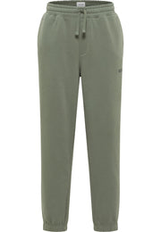 Pantaloni Logan verde, față, pantaloni jogger cu betelie elastică și șnur de strângere