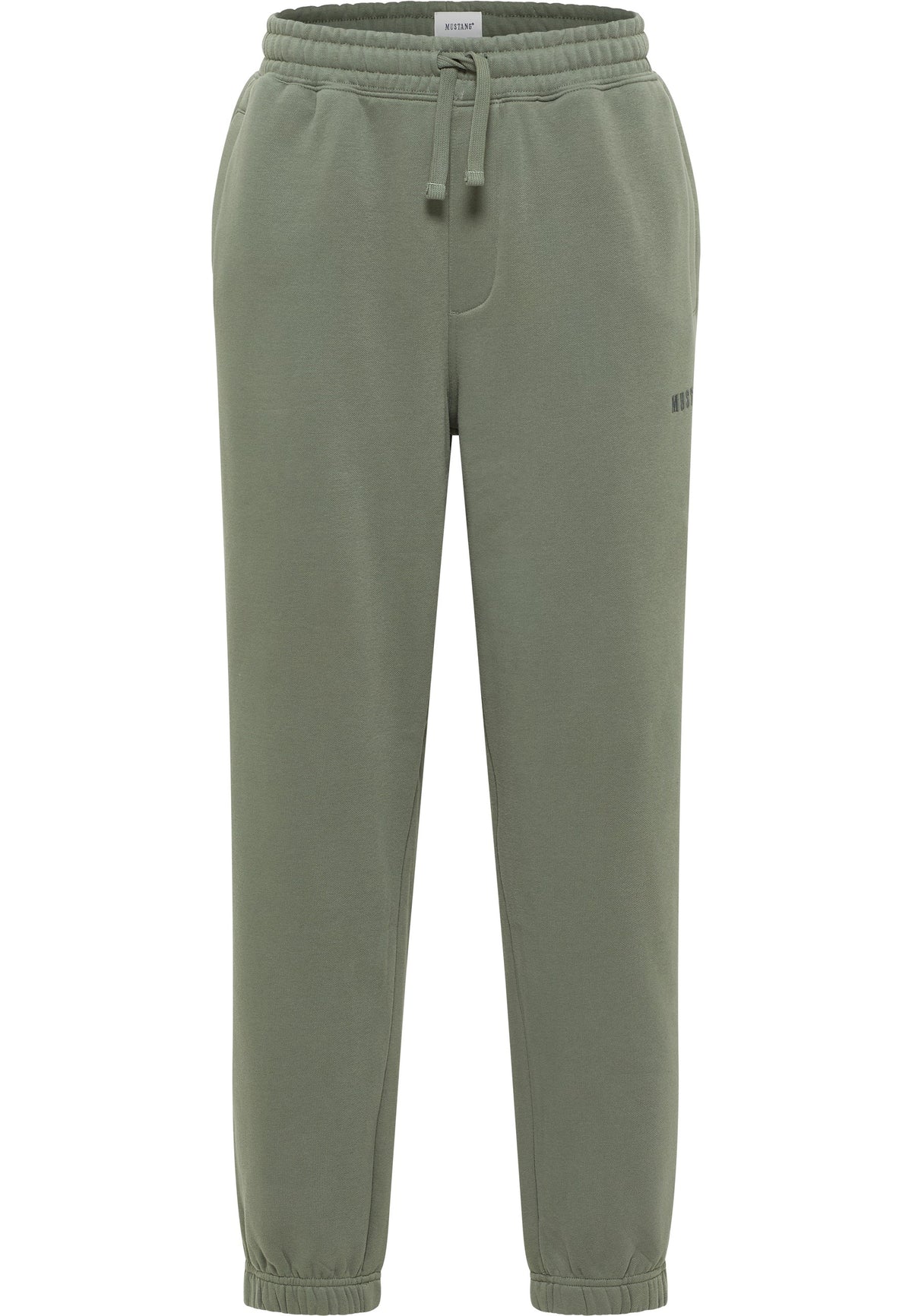 Pantaloni Logan verde, față, pantaloni jogger cu betelie elastică și șnur de strângere