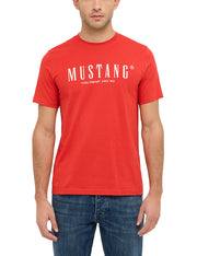 Tricou Austin roșu, față, purtat pe model