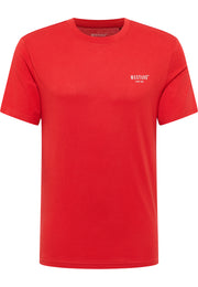 Tricou Austin roșu, față, logo text „Mustang since 1932” mic pe piept