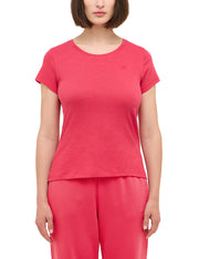 Tricou Slim Winona roz, față, imagine pe model, croială mulată pe corp