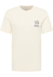 Tricou Austin alb crem, față, logo mic cu grafică de cal și textul Mustang pe piept